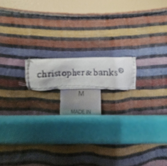 Christopher & Banks Women's Tunic Style Top Size M Striped Shirt - Picture 3 of 4
